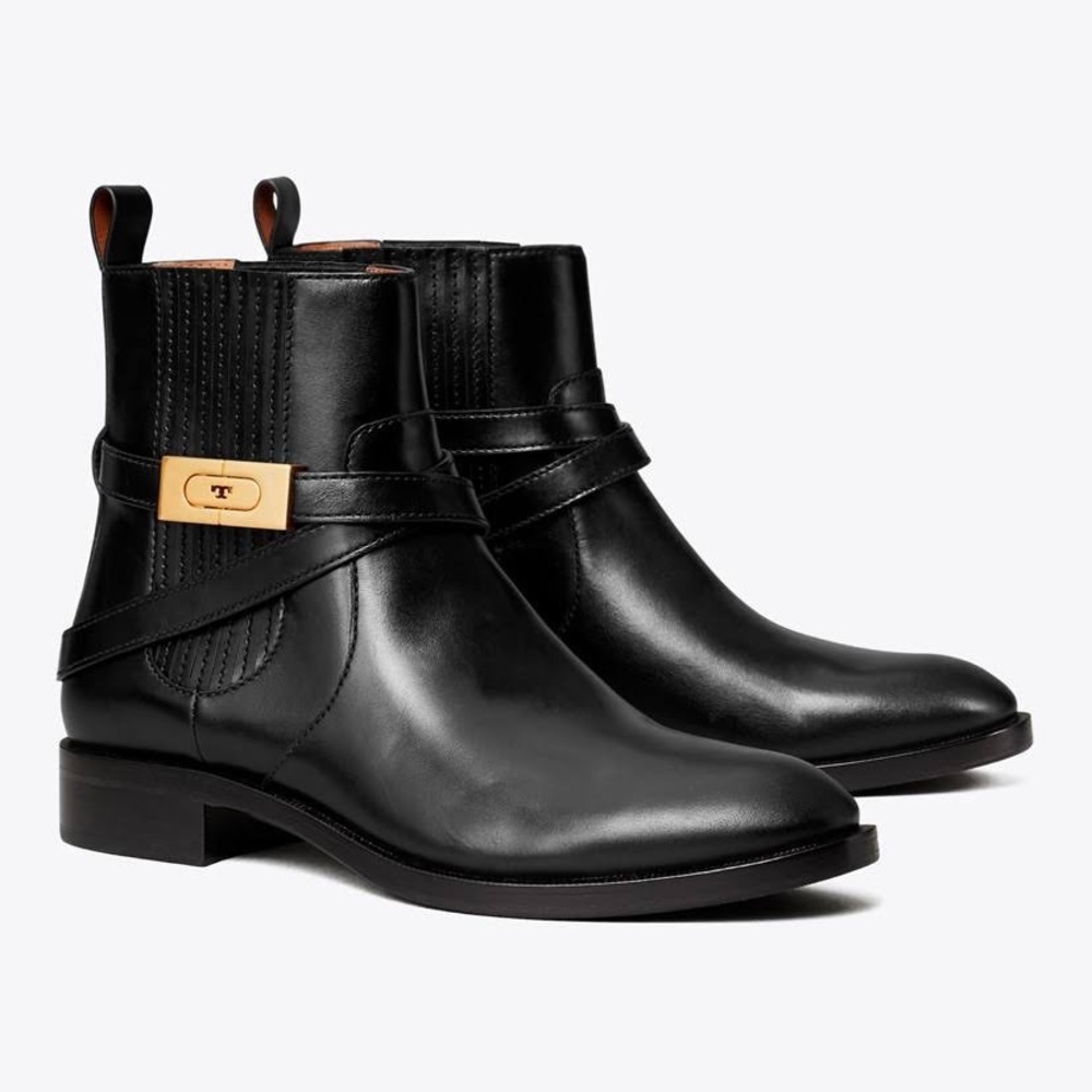 Tory Burch Shoes | T-Hardware Chelsea Bootie | Boots | Blck and gold | size 10.5